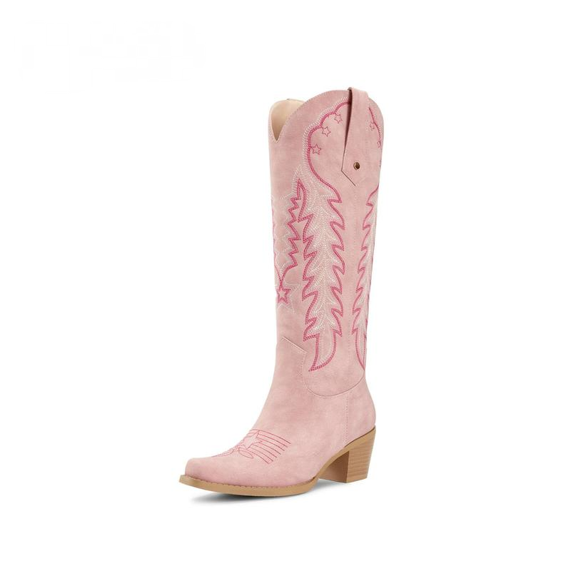Retro Embroidered Pointed Toe Long Tall Boot