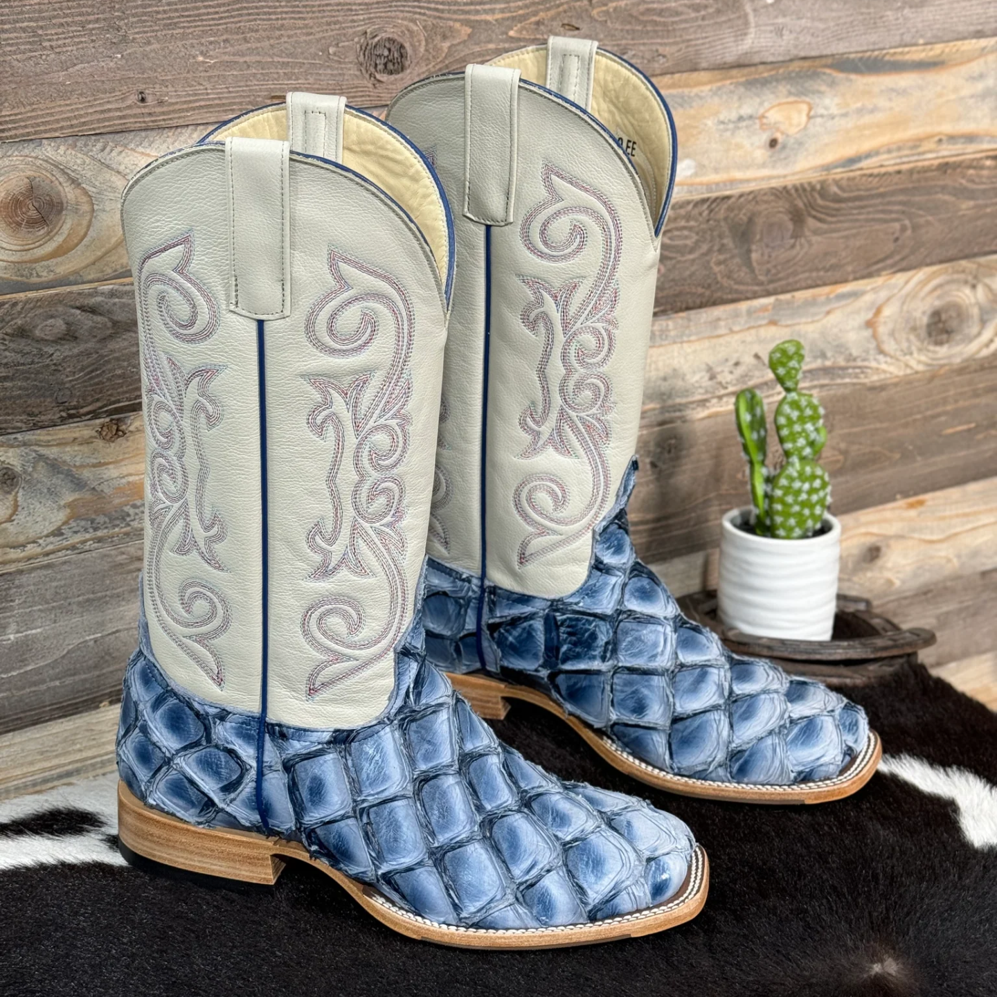 Exotic Blue Pirarucu Big Sea Bass Boots