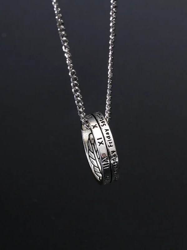 Hip Hop Roman Ring Pendant Necklace