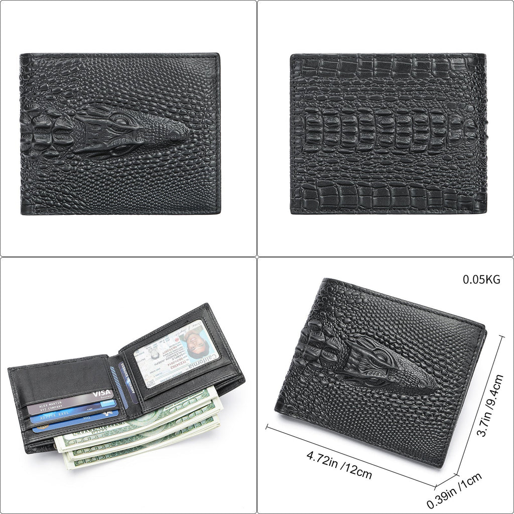 Crocodile Print Men's Leather Business Wallet