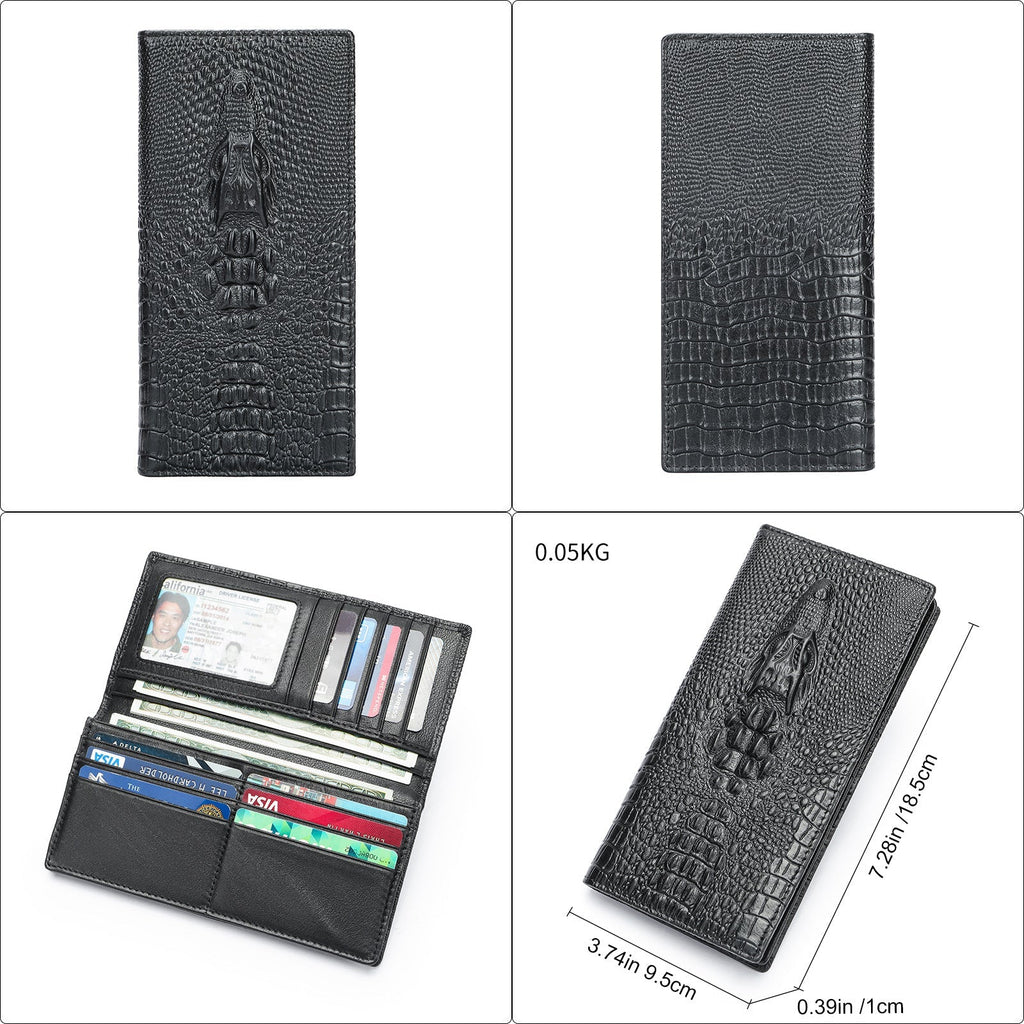 Crocodile Print Men's Leather Business Wallet