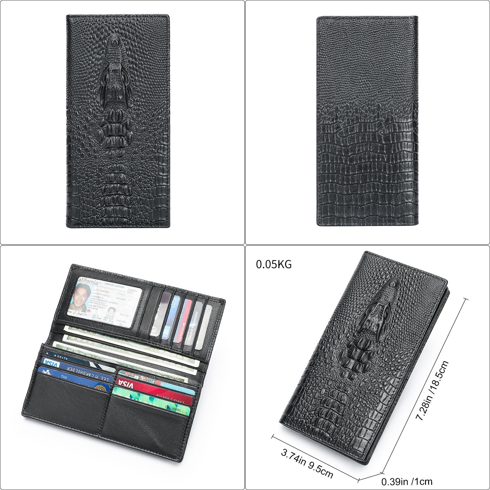 Crocodile Print Men's Leather Business Wallet