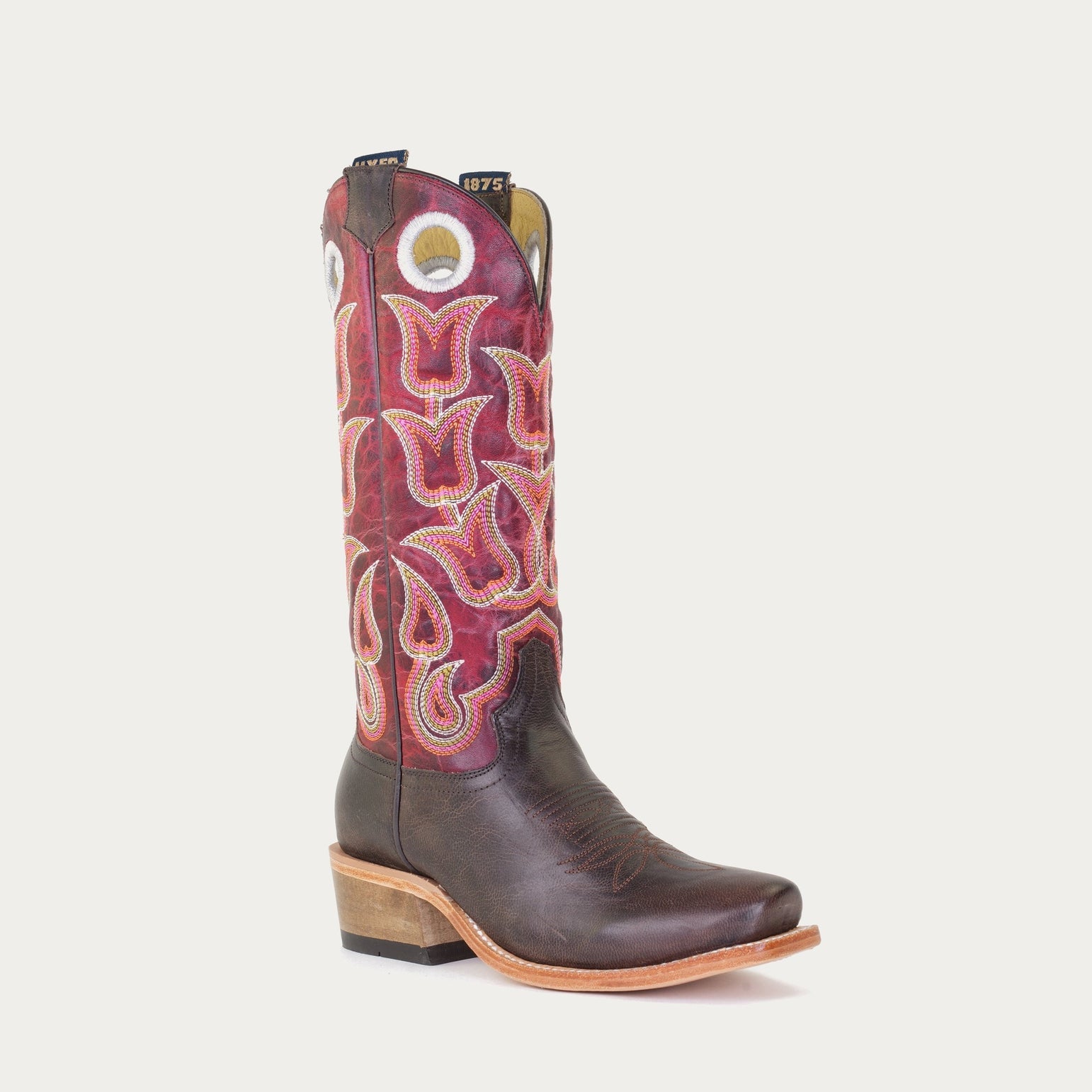 Red Wine/Chocolate Western Embroidered Boots