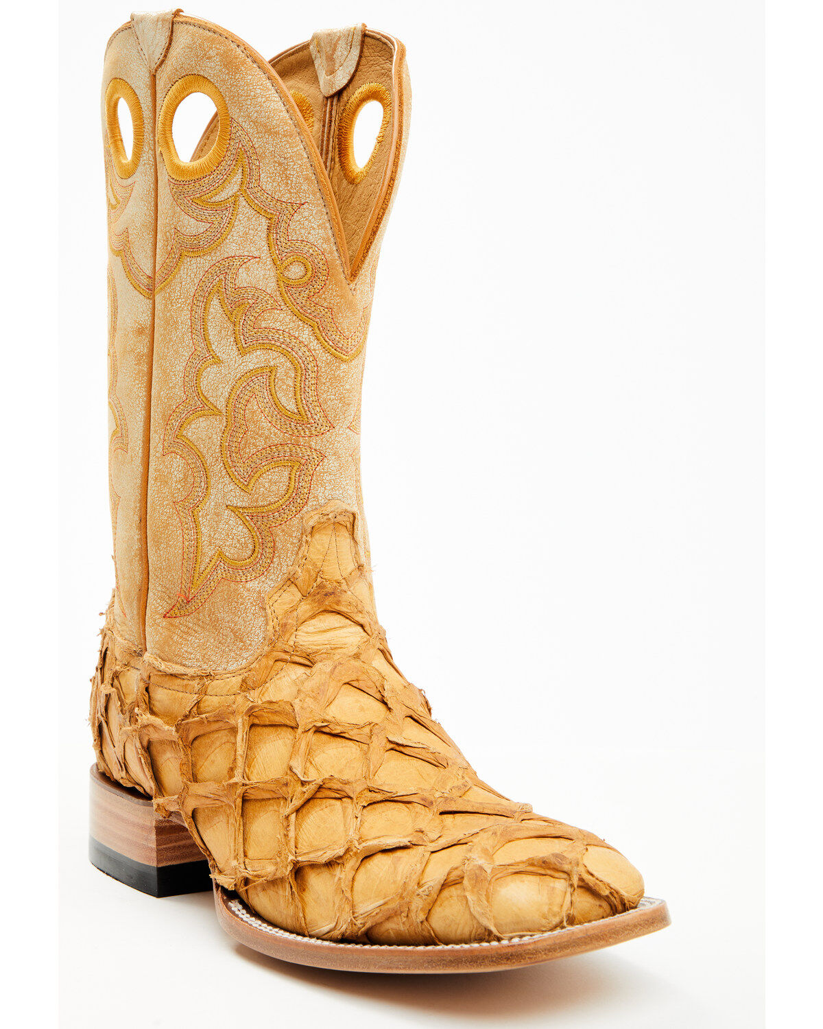 Cody James Yellow Exotic Pirarucu Boots - Square Toe