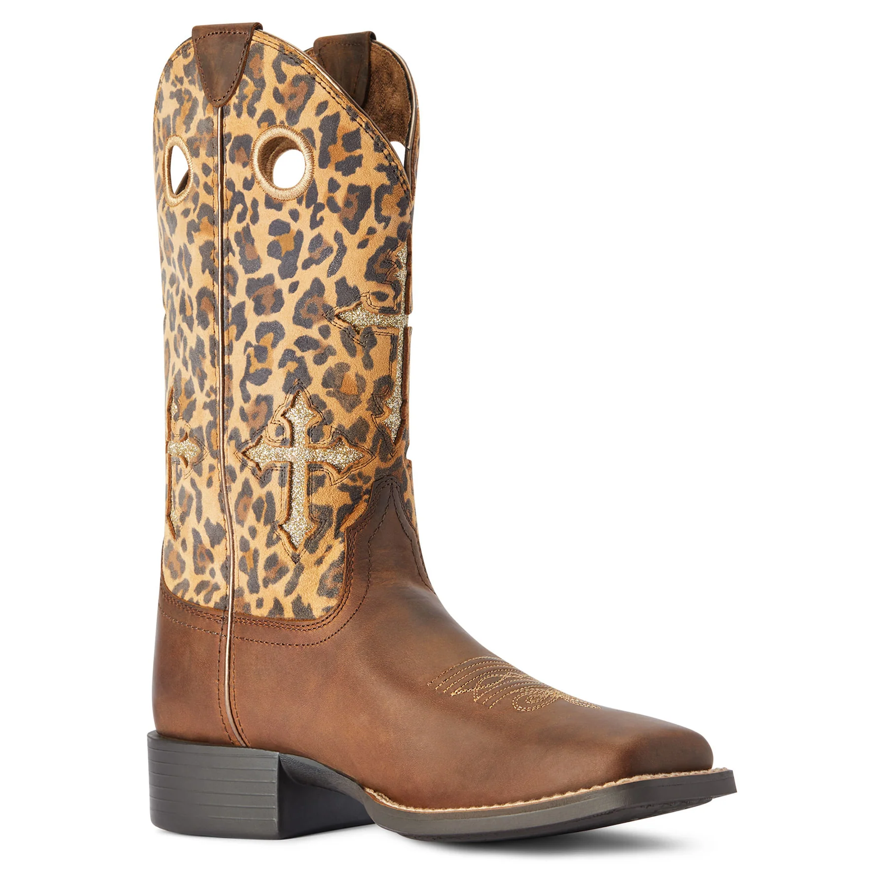 Distressed Tan / Sparkle Leopard Boots
