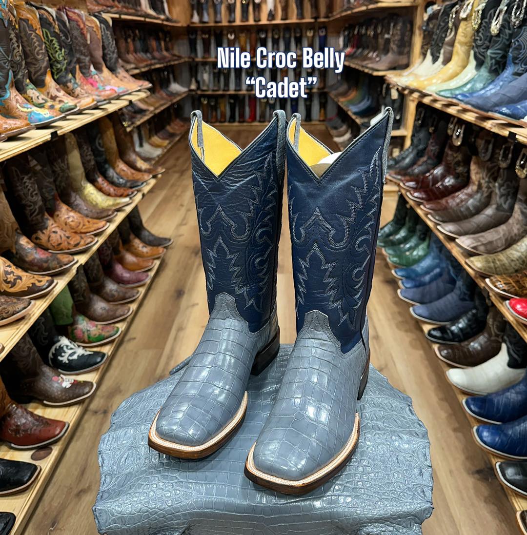 New Nile Croc Belly Skin Boots "CADET"