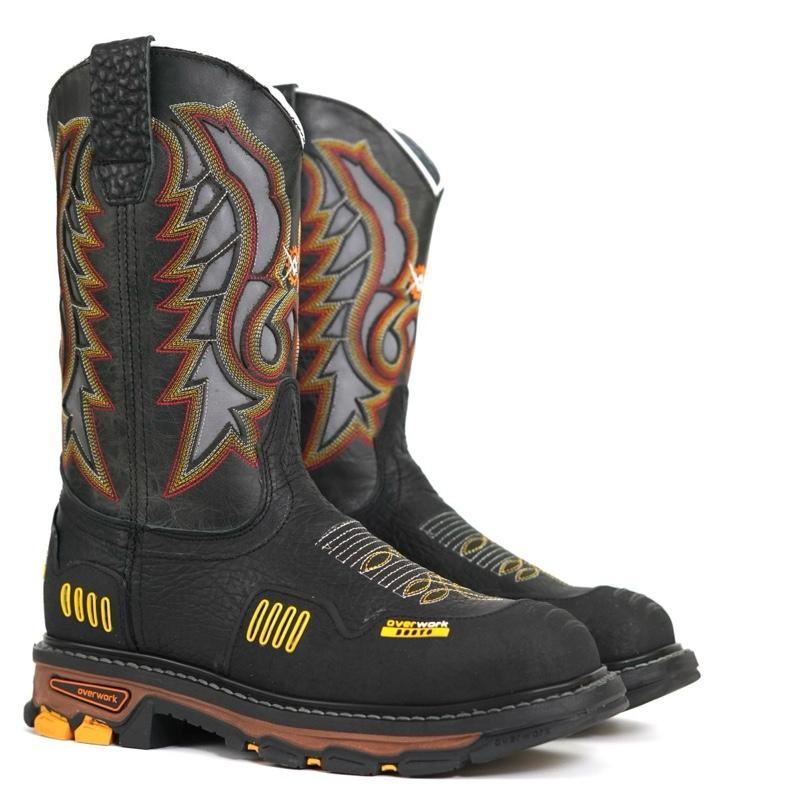 Men's Black Shoulder Steel Toe Work Boots