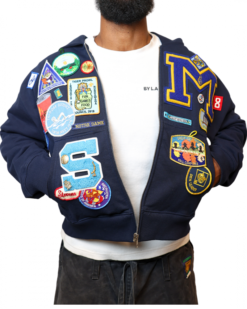 Men's Fashion Patchwork Hoodie Series -Blue