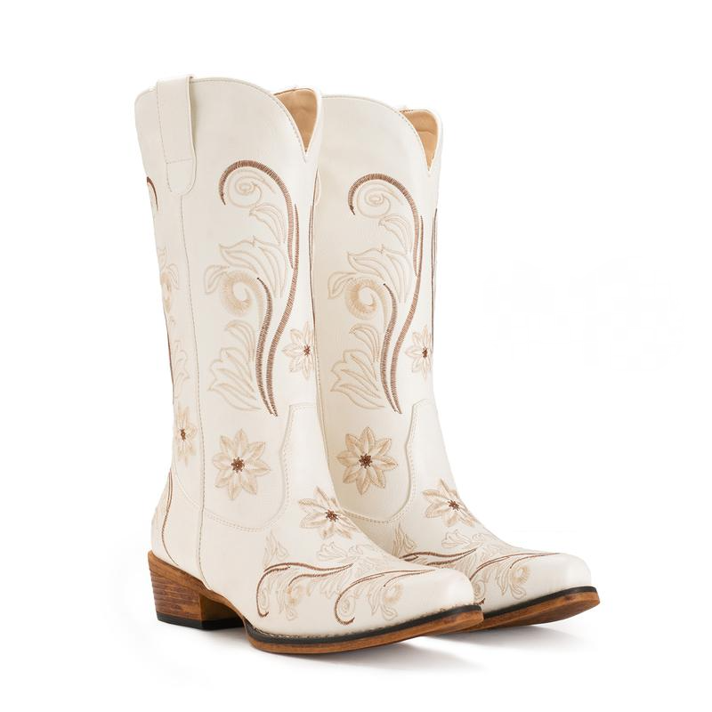 Cowgirl Mid Calf Western Boots Pointy Toe Boots