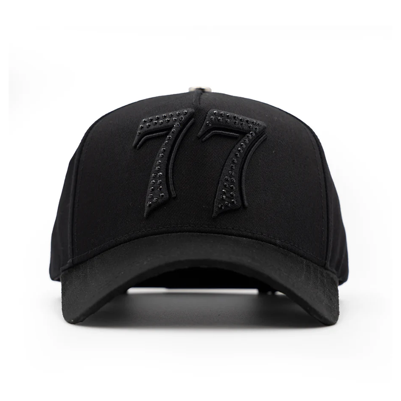 77 Black Snapback