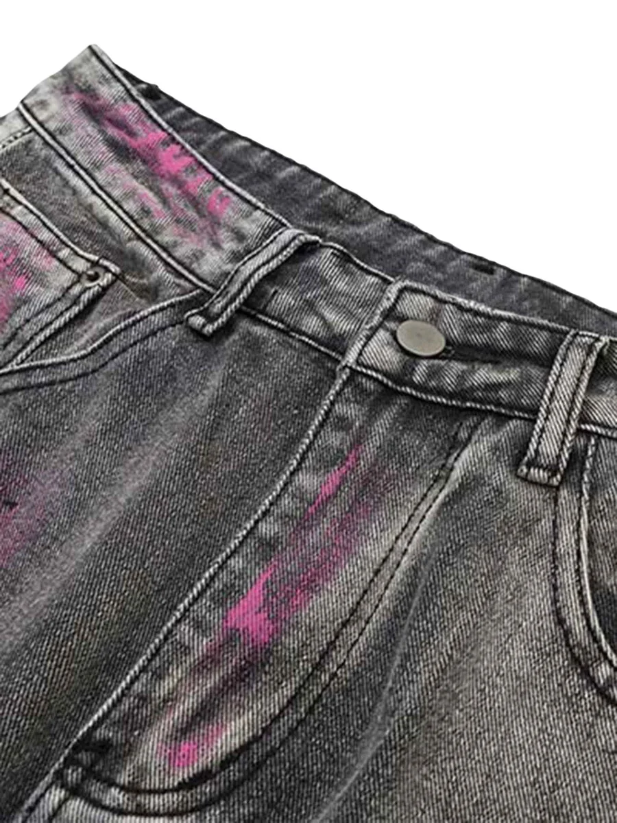 Pink Hand Painted Graffiti Men's Jeans