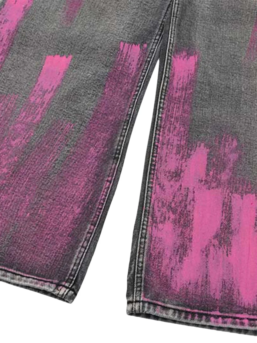 Pink Hand Painted Graffiti Men's Jeans