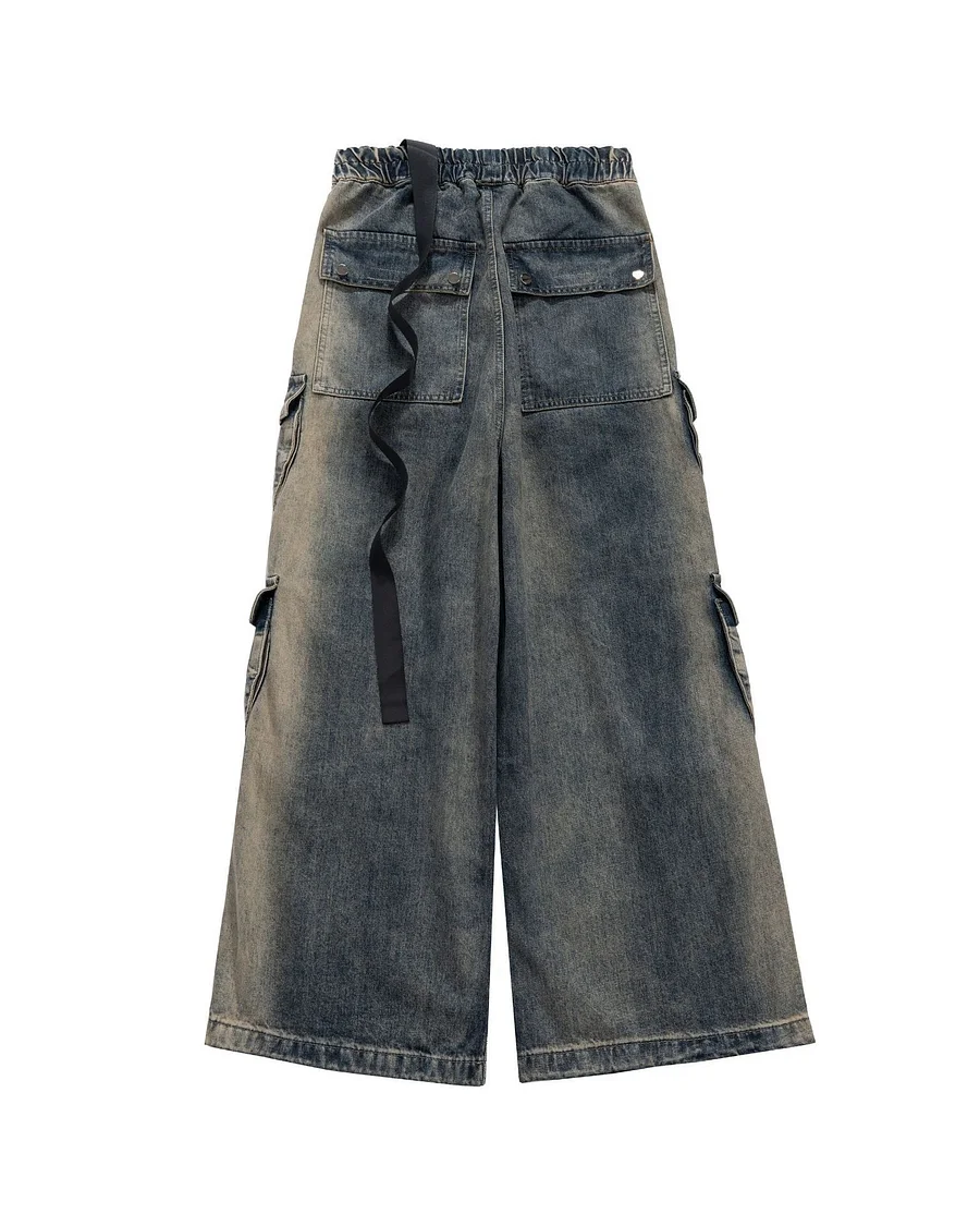 Straight Loose Washed And Aged Work Men's Jeans