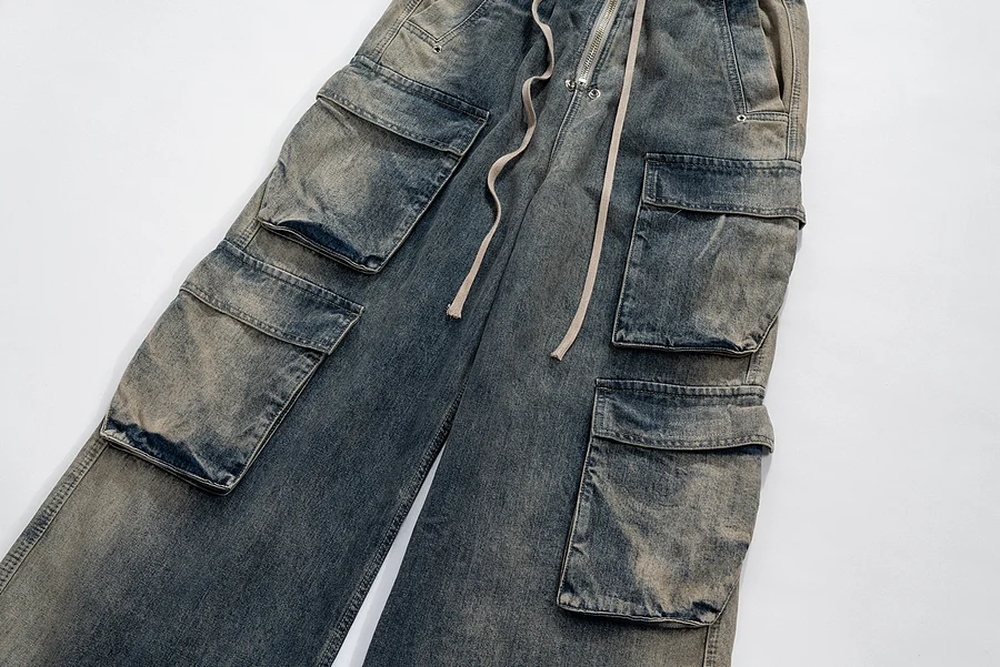 Straight Loose Washed And Aged Work Men's Jeans