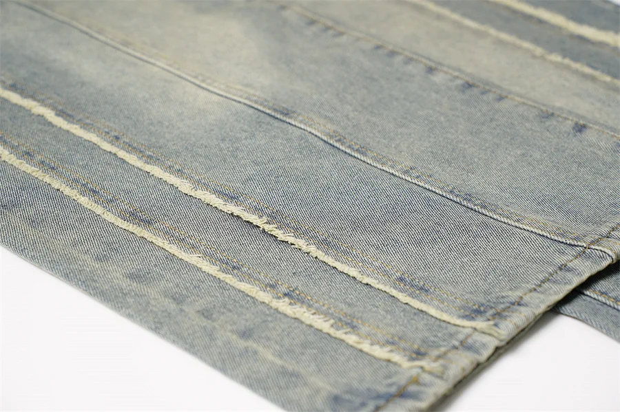 Loose Raw Edge Spliced Men's Jeans