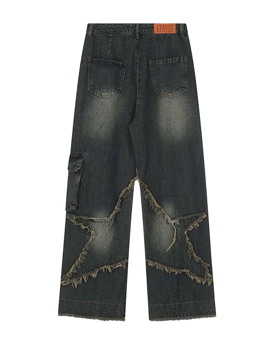Vintage Loose Raw Edge Men's Jeans