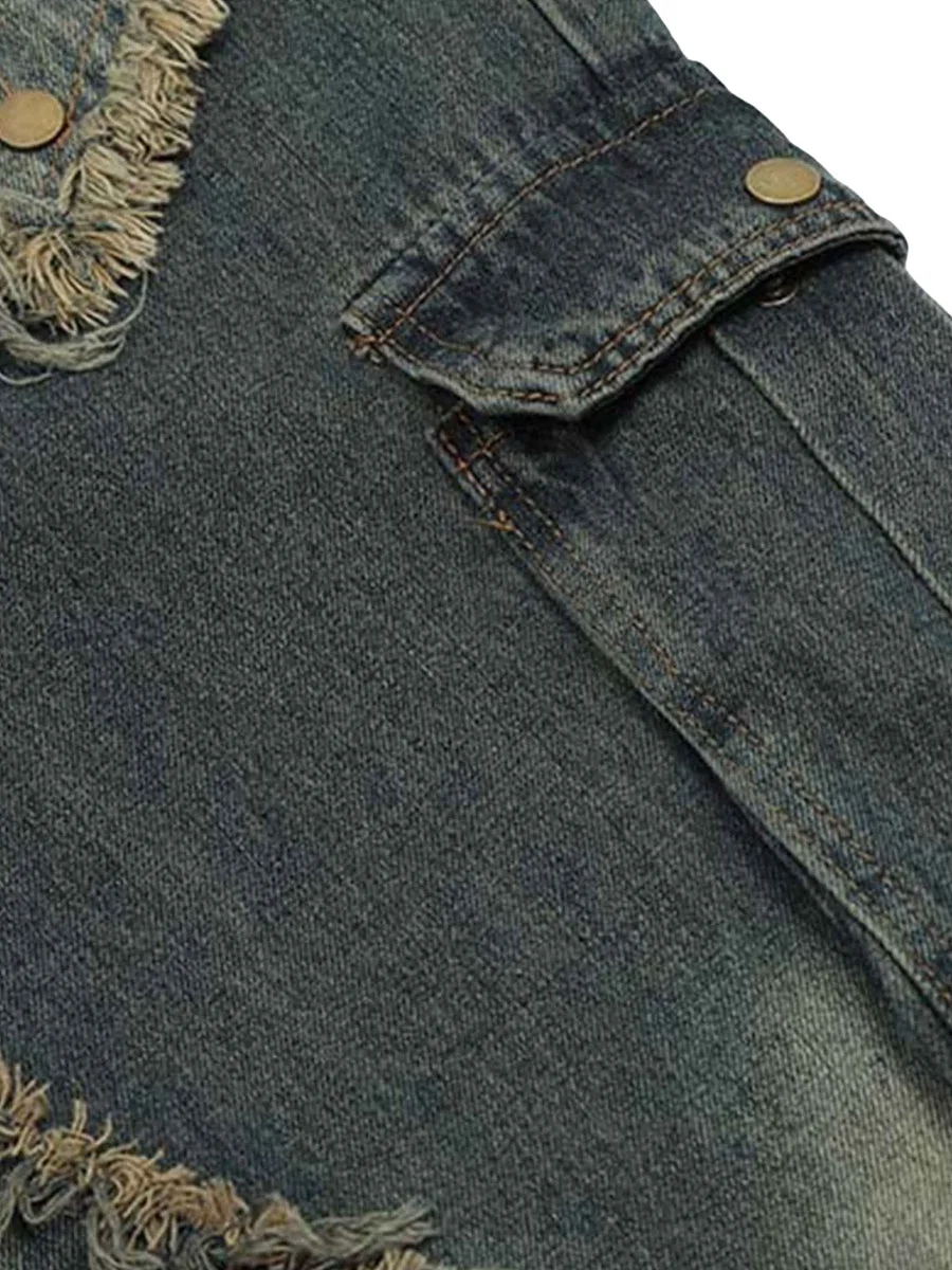 Vintage Loose Raw Edge Men's Jeans
