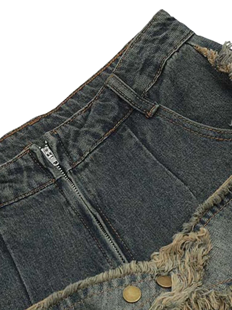 Vintage Loose Raw Edge Men's Jeans