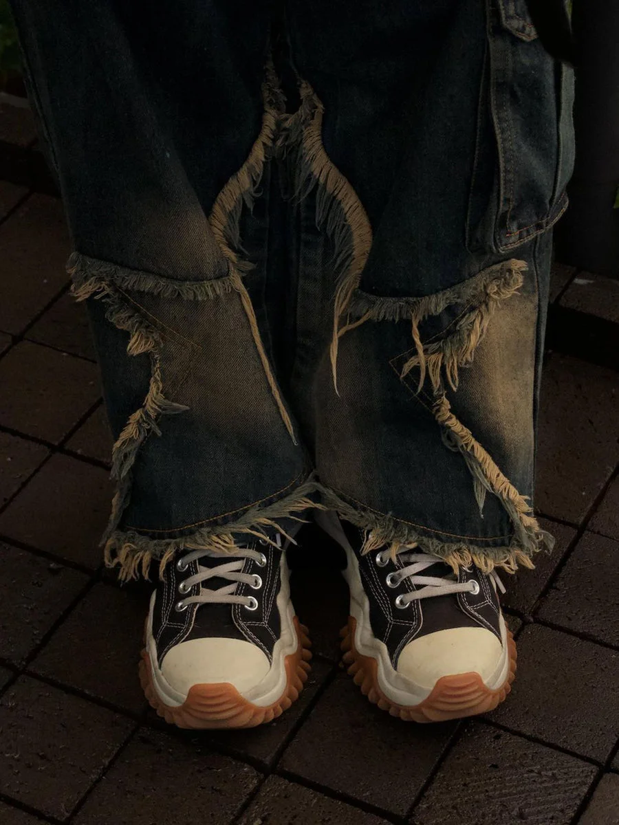 Vintage Loose Raw Edge Men's Jeans