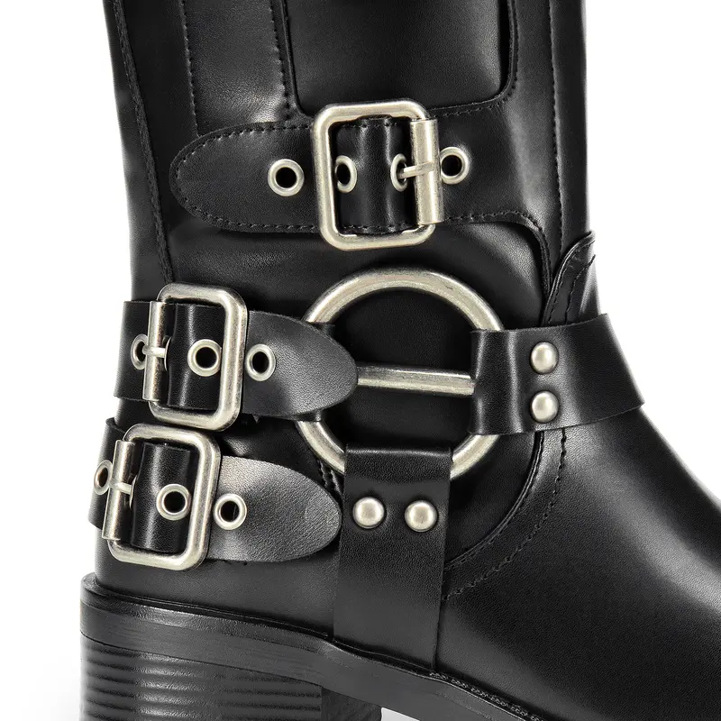 Square Toe Motorcycle Combat Melania Boot Boots