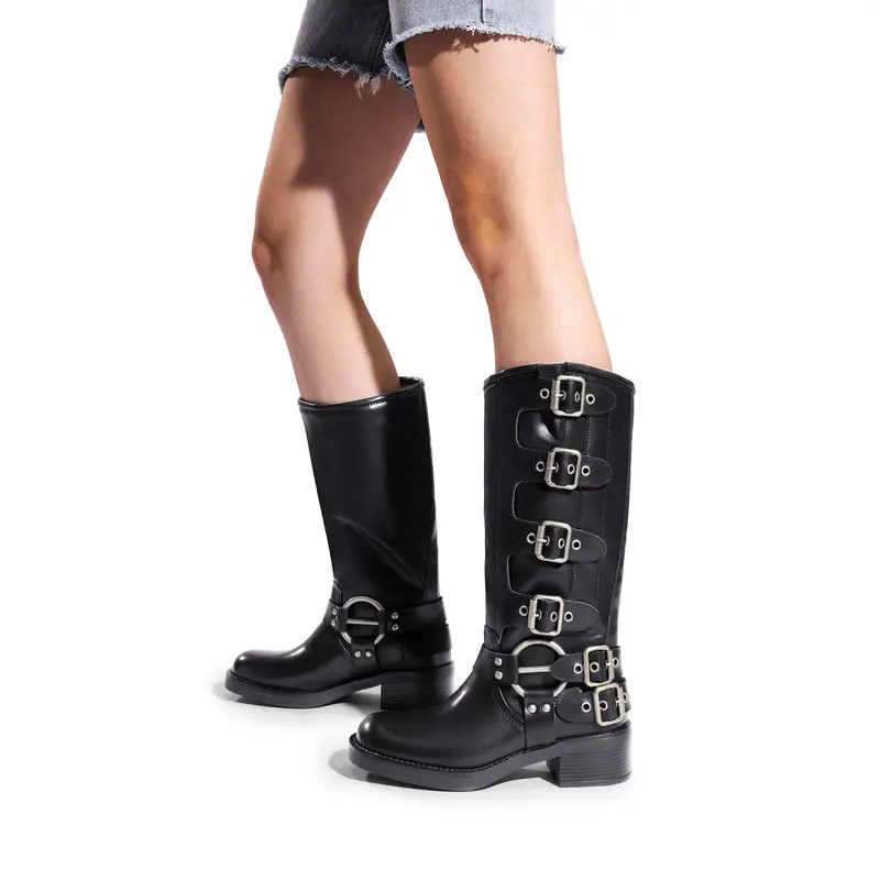 Square Toe Motorcycle Combat Melania Boot Boots