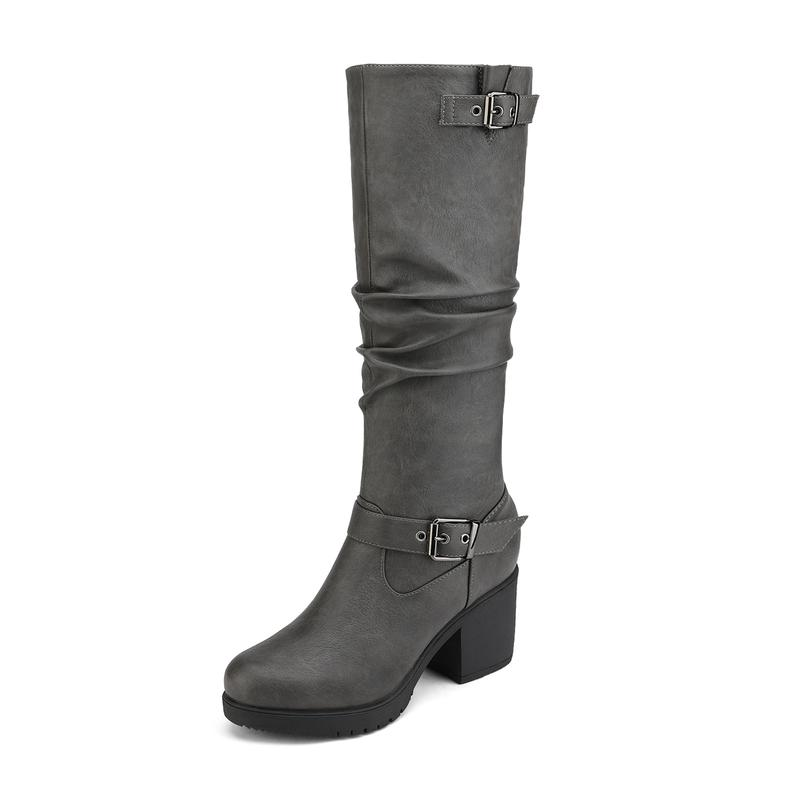 Chunky Heel Knee High Boots