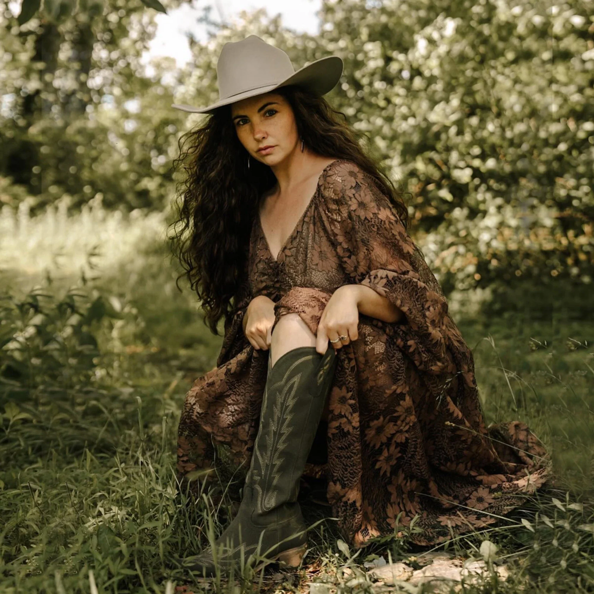The Rosemary - Olive Suede Classic Tall Cowgirl Boots With Embroidery