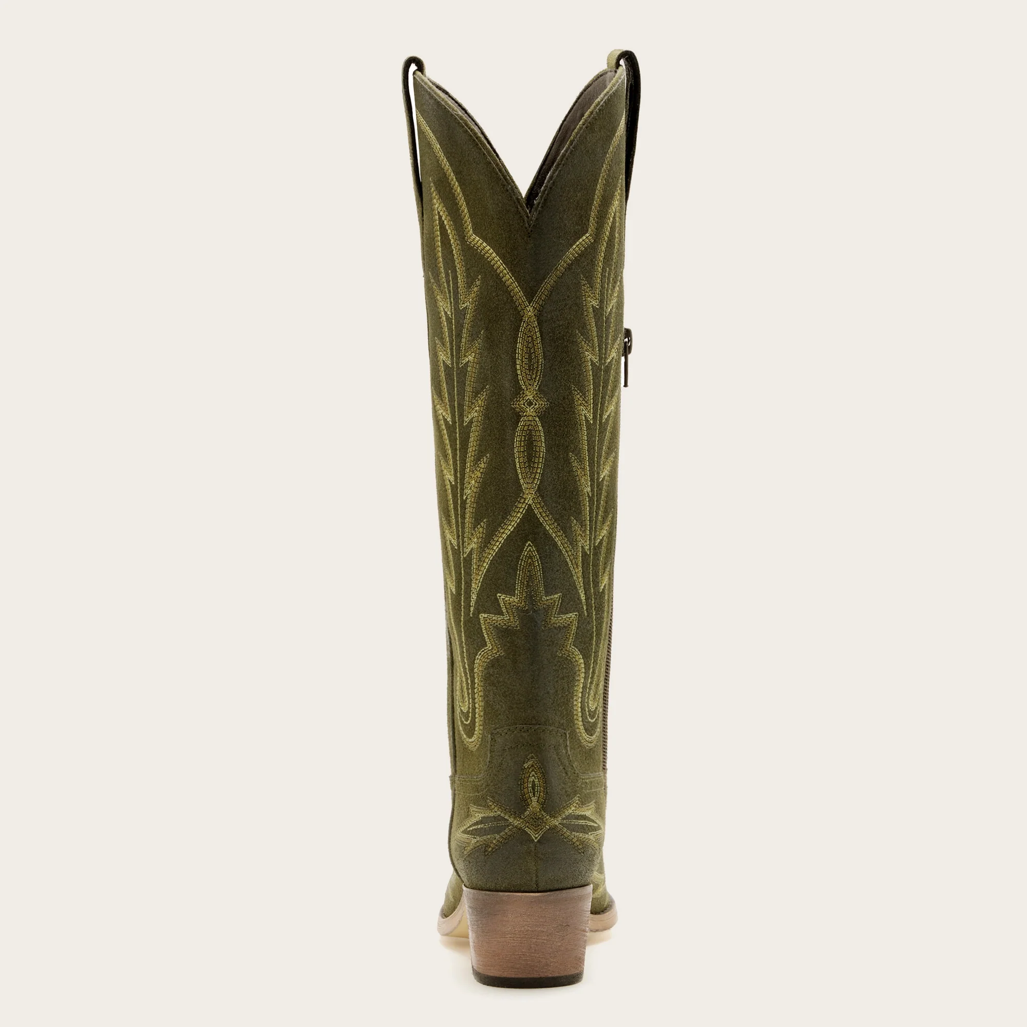 The Rosemary - Olive Suede Classic Tall Cowgirl Boots With Embroidery