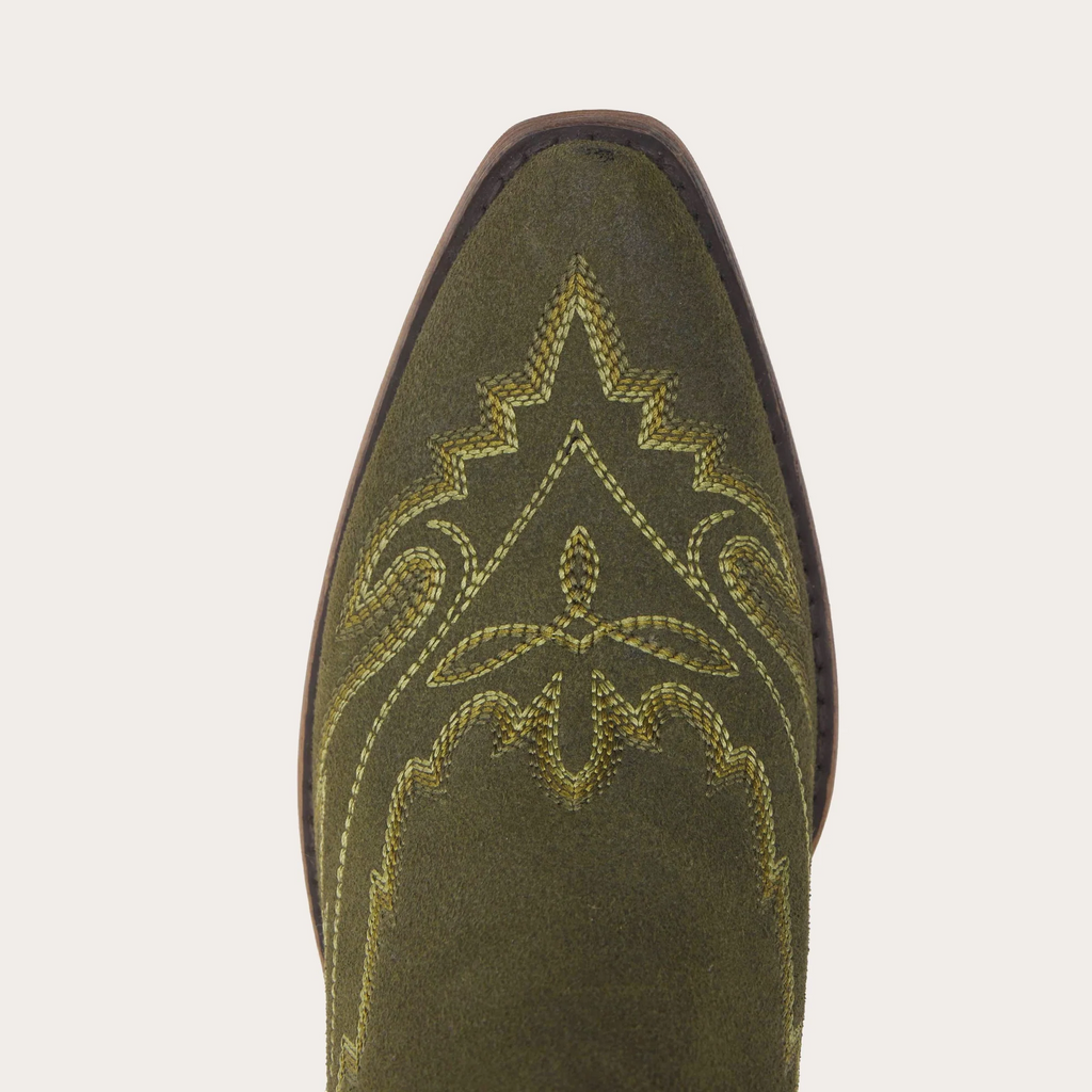 The Rosemary - Olive Suede Classic Tall Cowgirl Boots With Embroidery