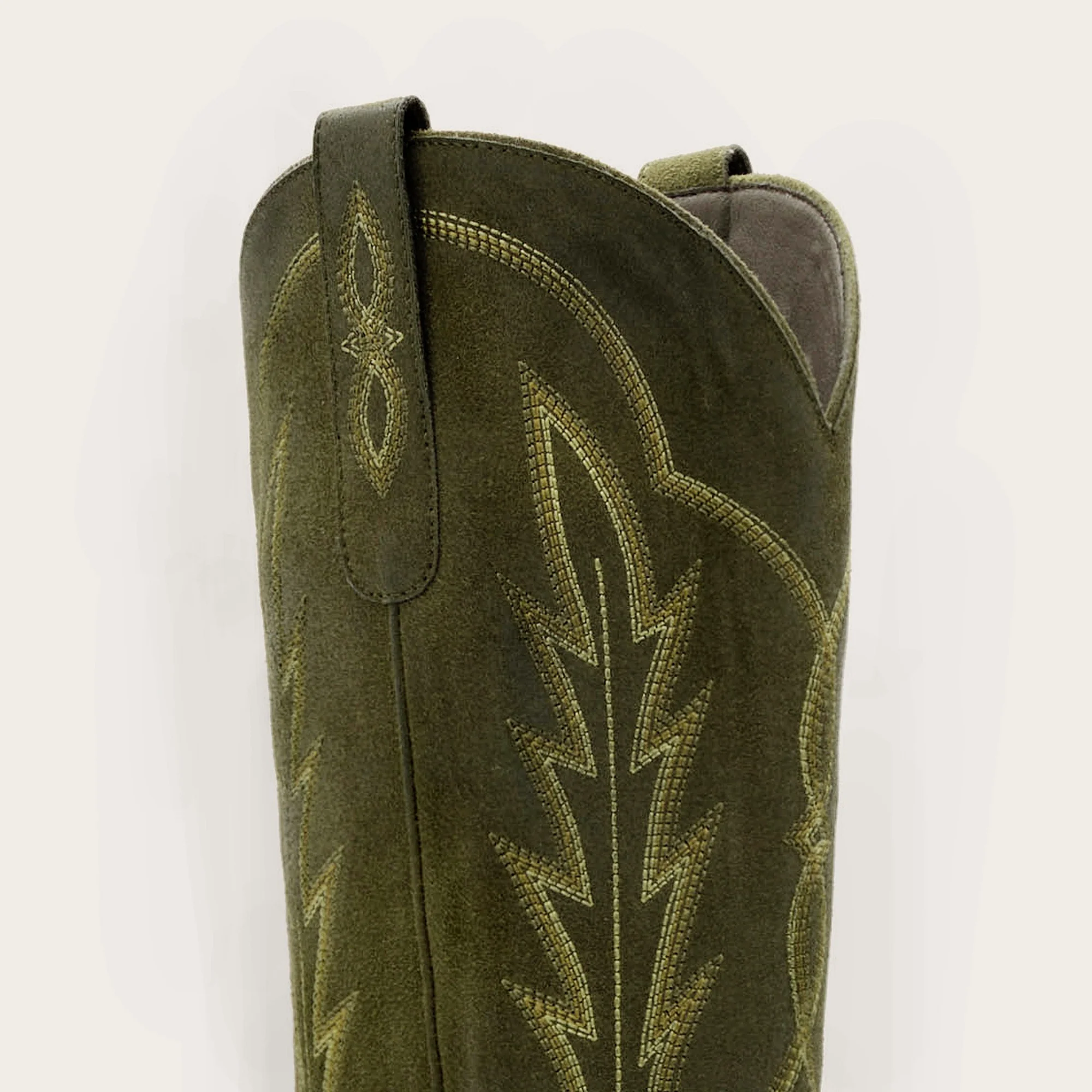 The Rosemary - Olive Suede Classic Tall Cowgirl Boots With Embroidery