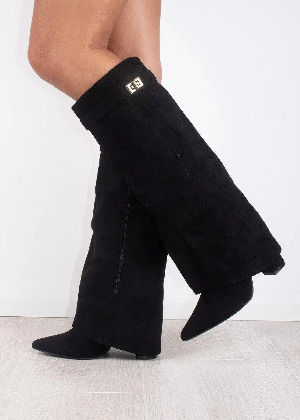 Shark Suede Knee High Boots