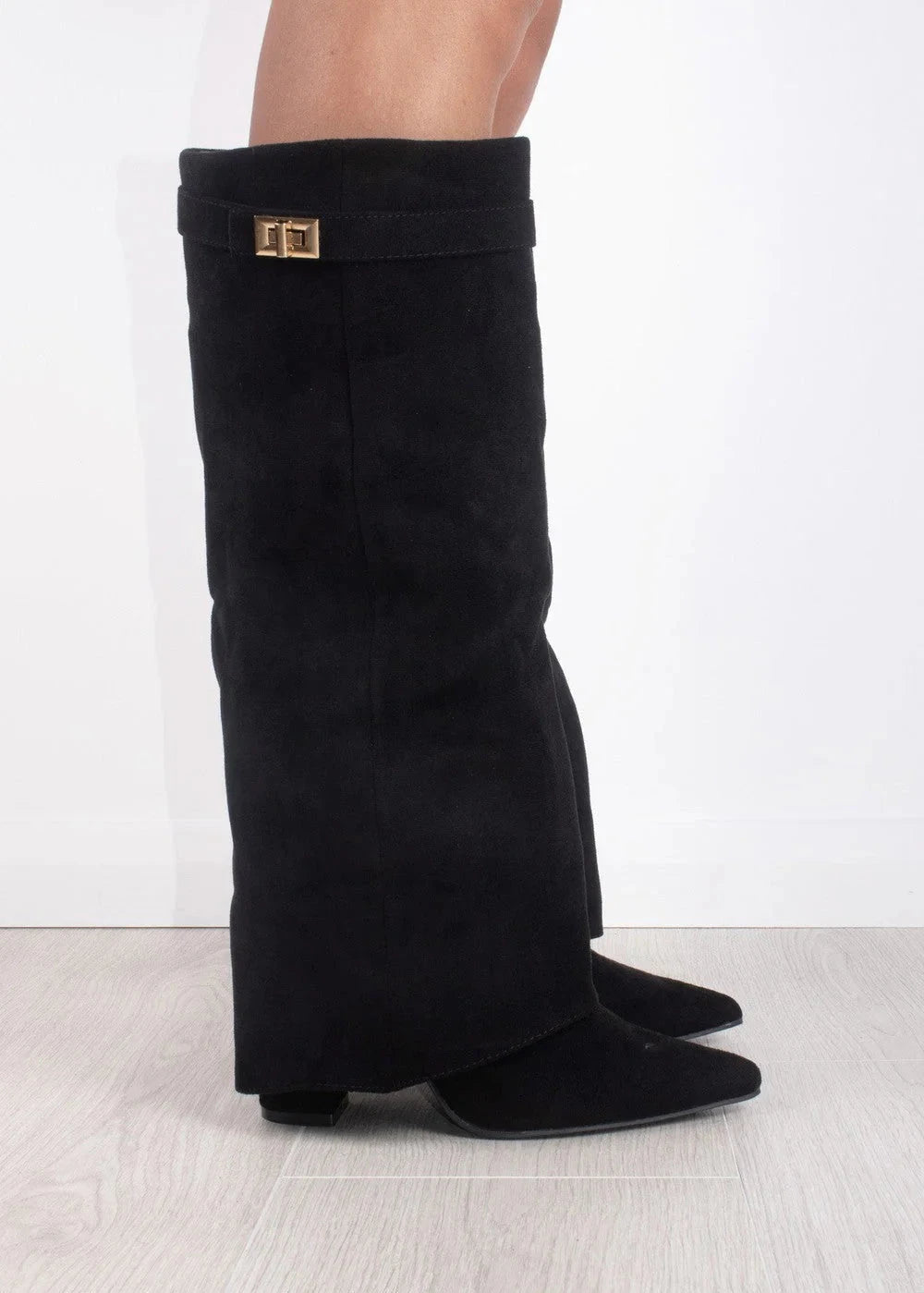 Shark Suede Knee High Boots