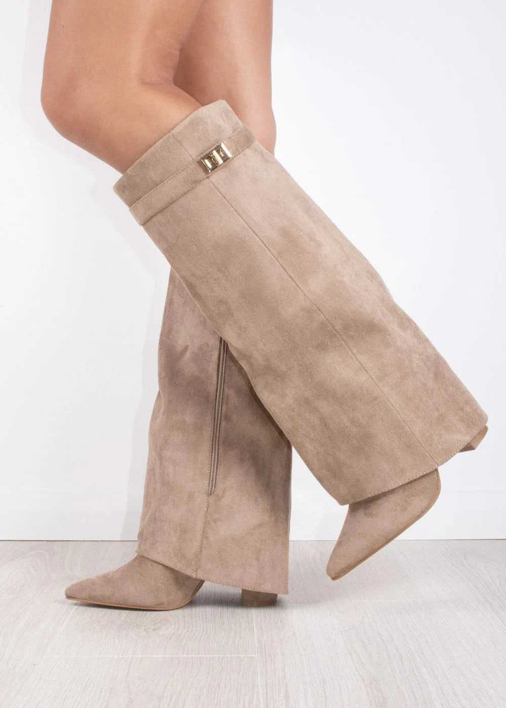 Shark Suede Knee High Boots