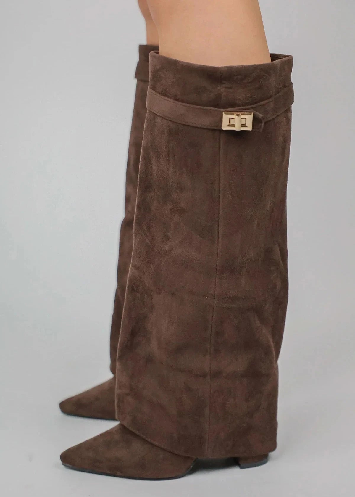Shark Suede Knee High Boots