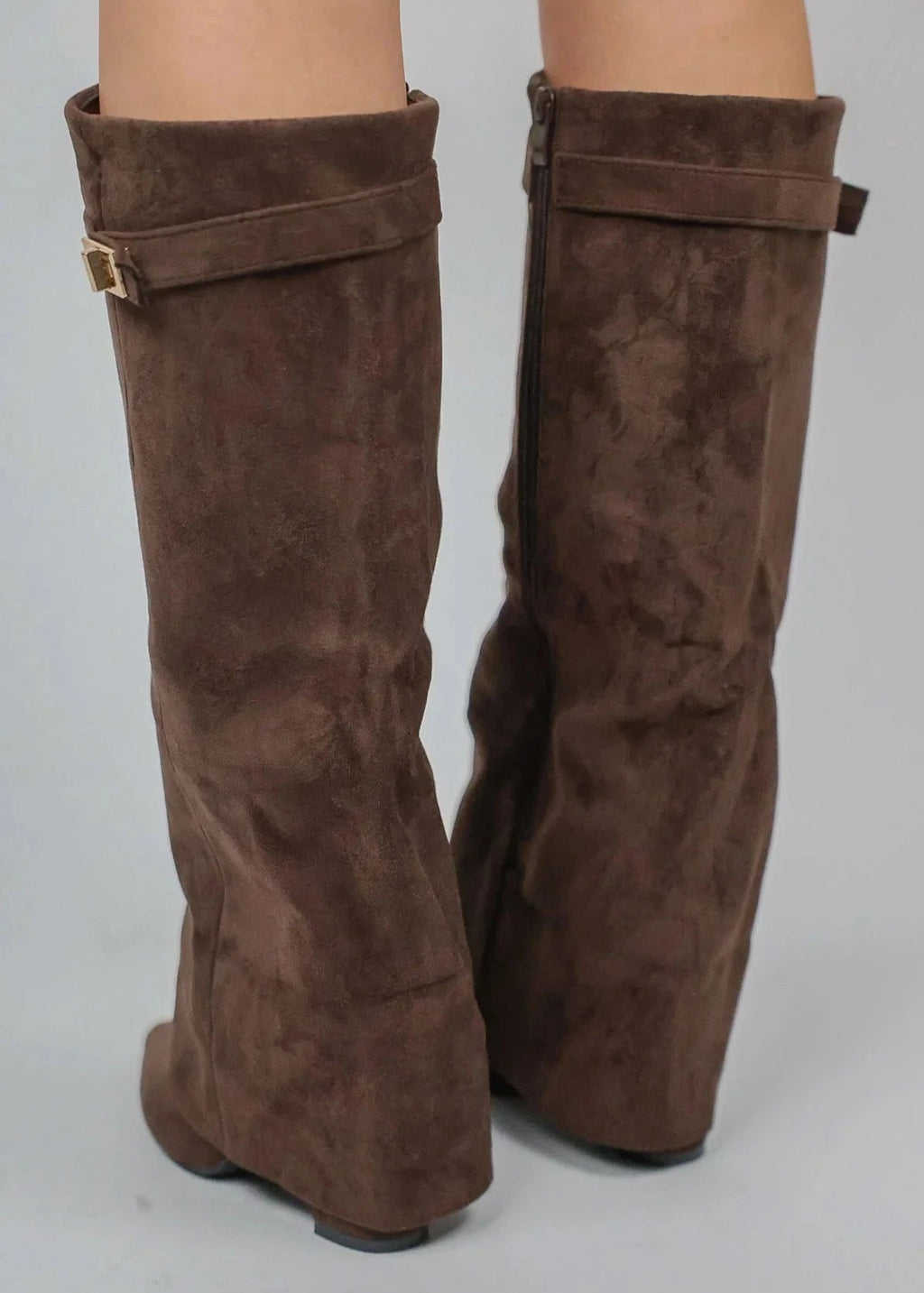Shark Suede Knee High Boots