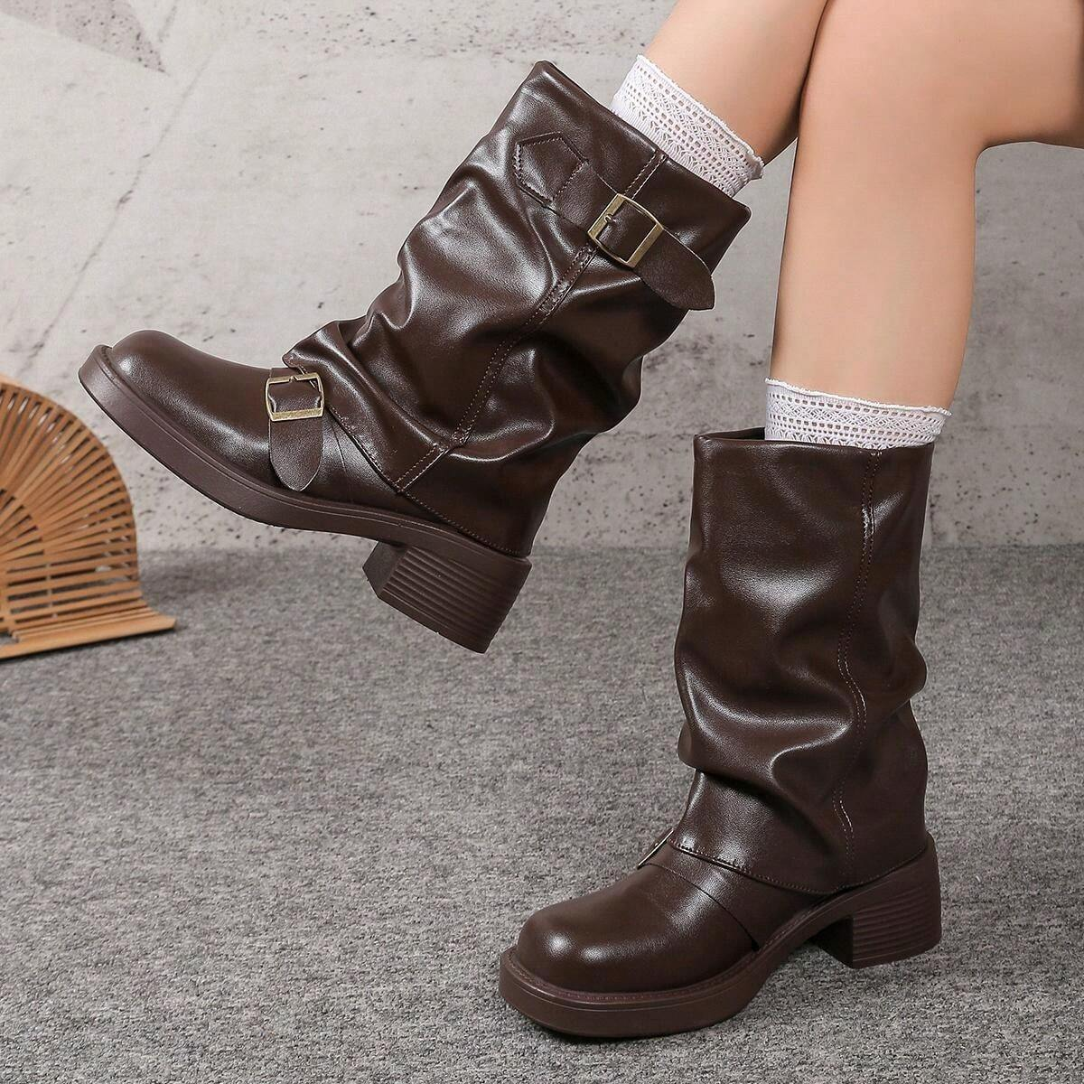 Brown Ankle Boots With Buckle