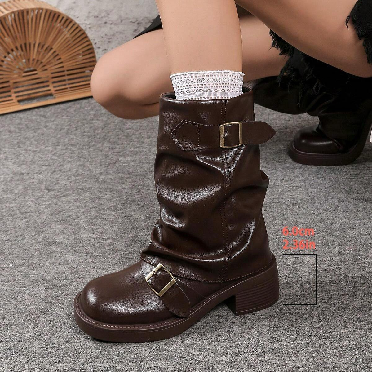 Brown Ankle Boots With Buckle