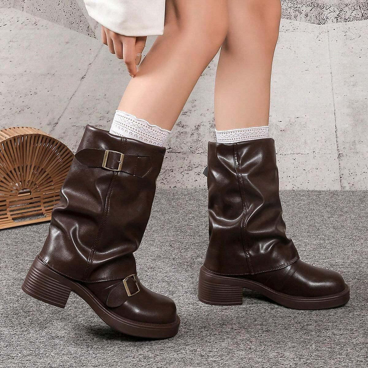 Brown Ankle Boots With Buckle