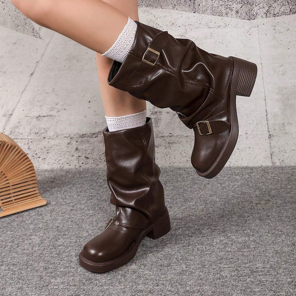 Brown Ankle Boots With Buckle