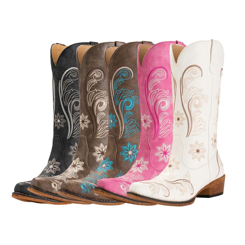 Cowgirl Mid Calf Western Boots Pointy Toe Boots
