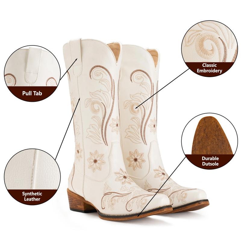 Cowgirl Mid Calf Western Boots Pointy Toe Boots