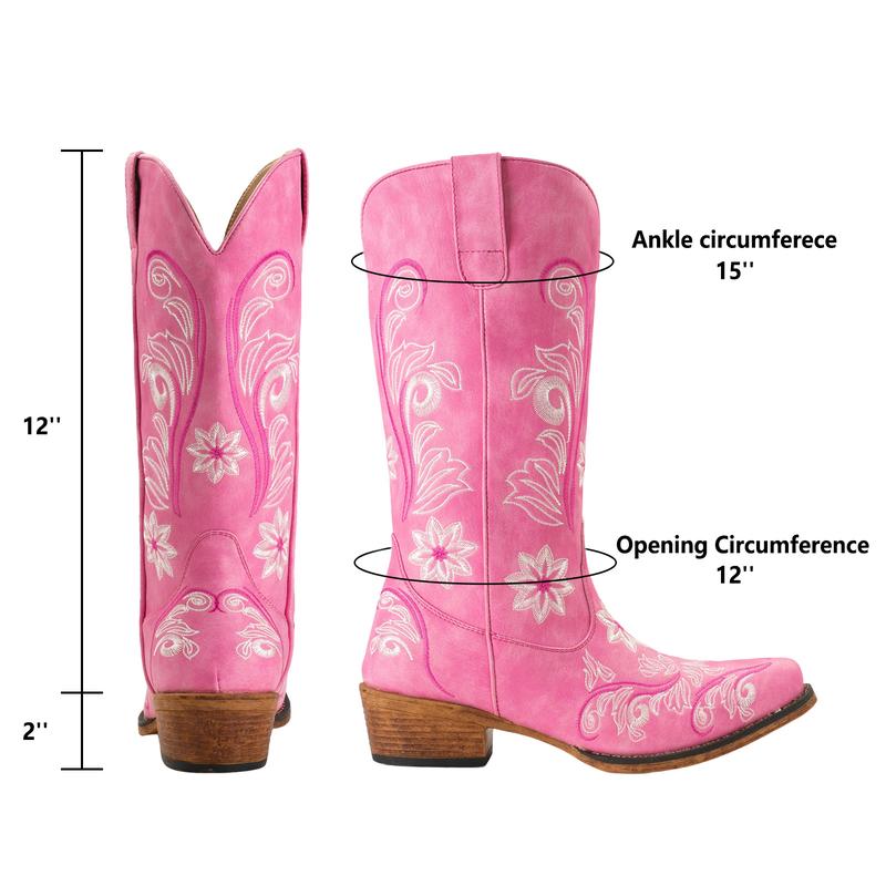Cowgirl Mid Calf Western Boots Pointy Toe Boots