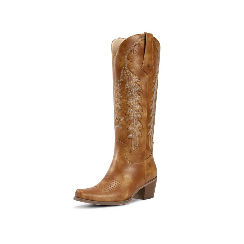 Retro Embroidered Pointed Toe Long Tall Boot