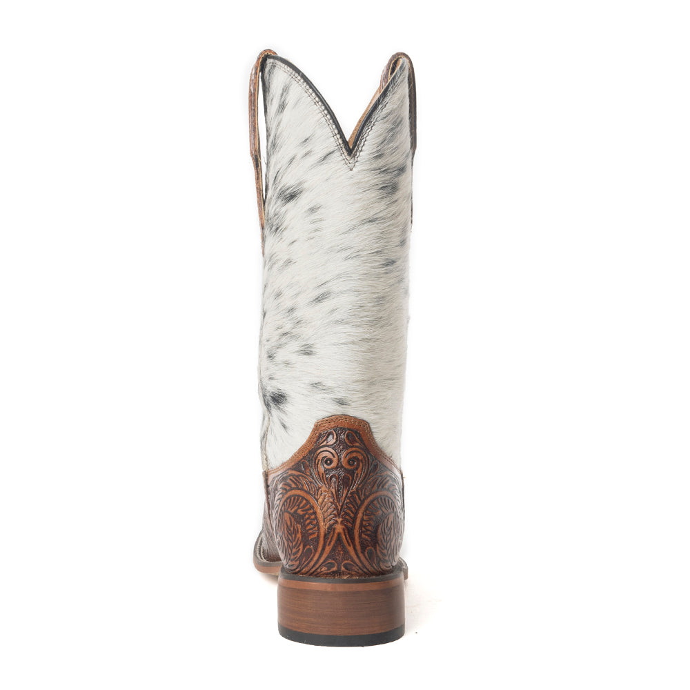 Handmade Cowhide Leather Boots In Black & White