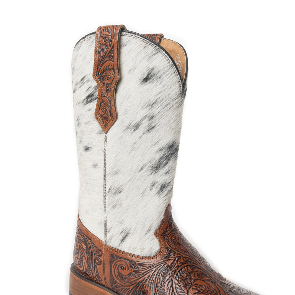 Handmade Cowhide Leather Boots In Black & White