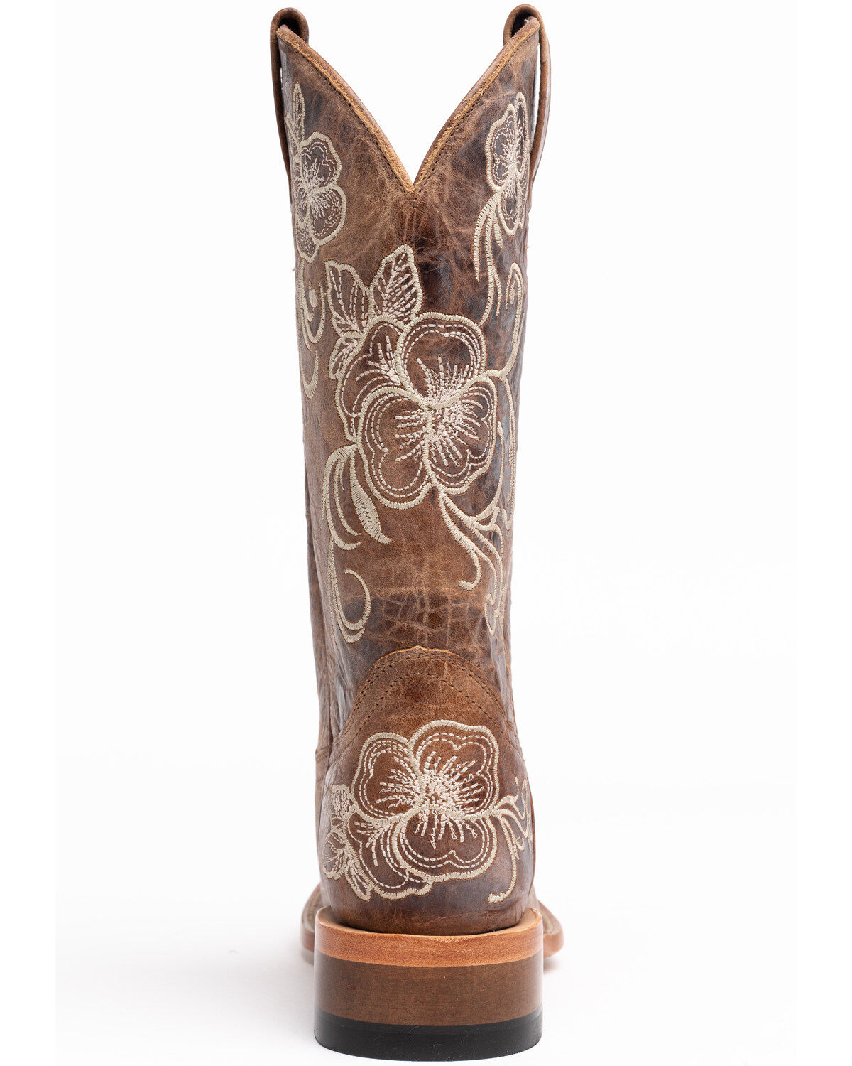 Floral Embroidered Western Boots - Broad Square Toe