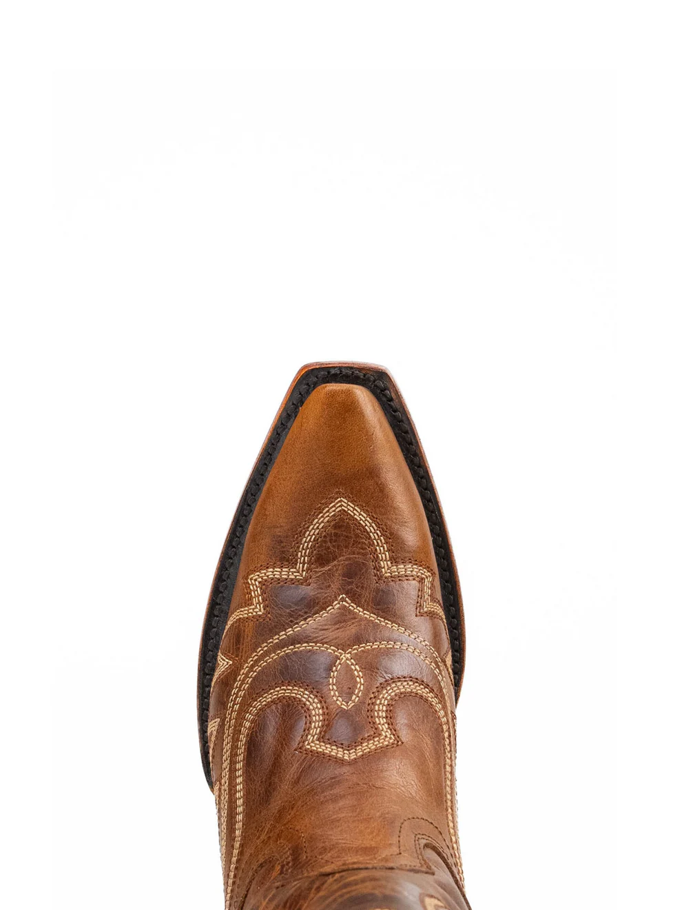 Distressed Honey Snip-Toe Half-Zip Classic Embroidery Knee High Cowgirl Boots