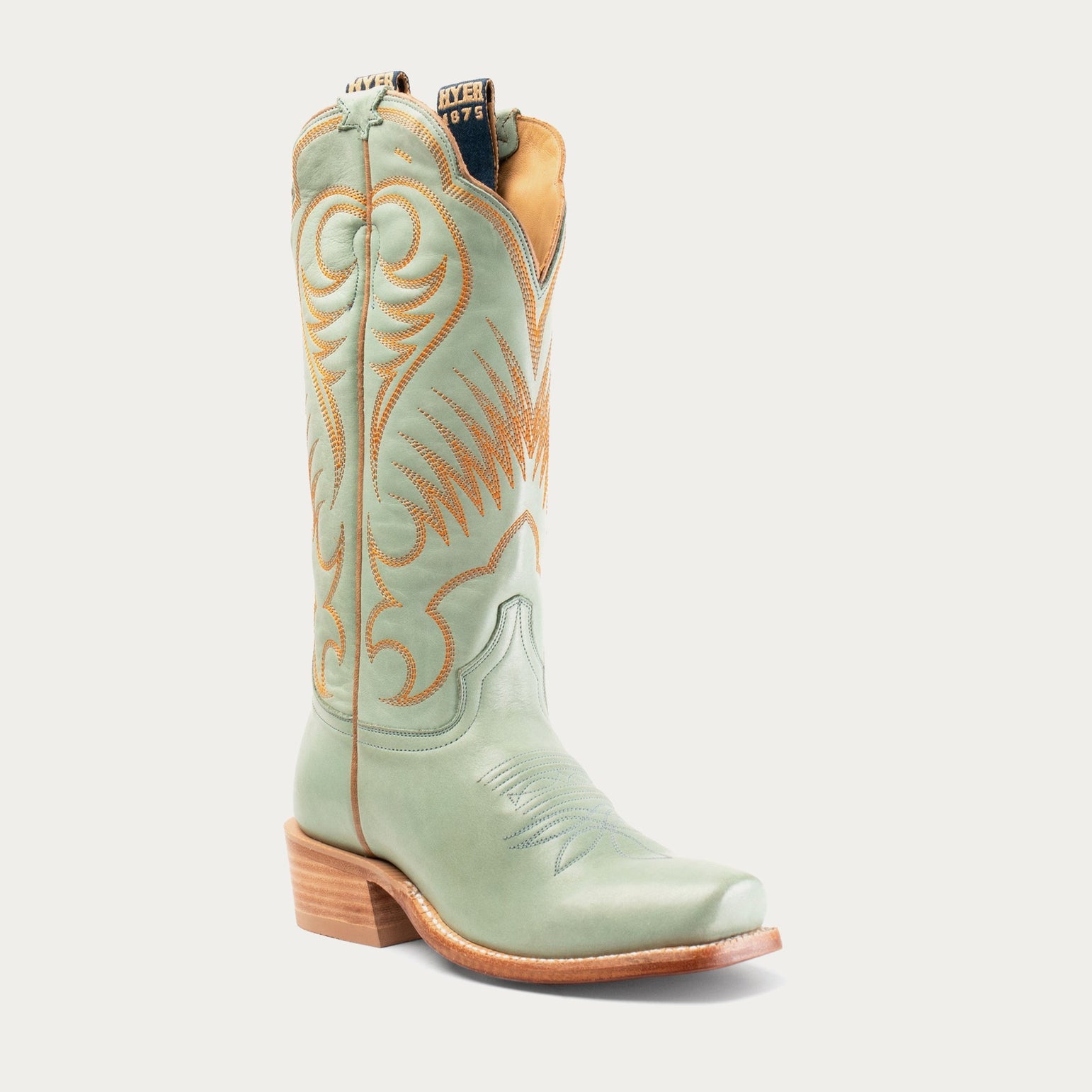 Mint Green Western Embroidered Boots