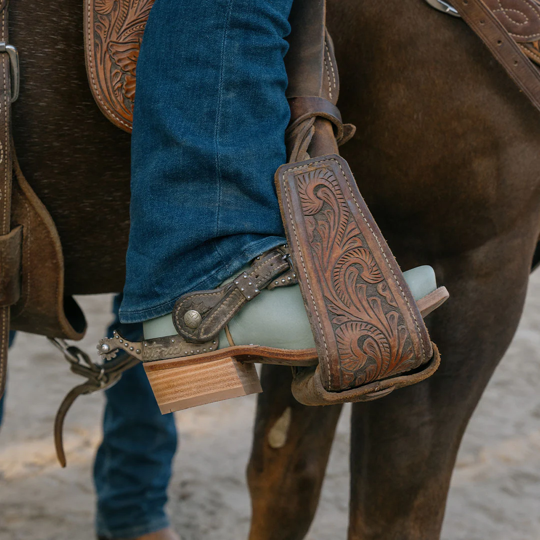 Mint Green Western Embroidered Boots