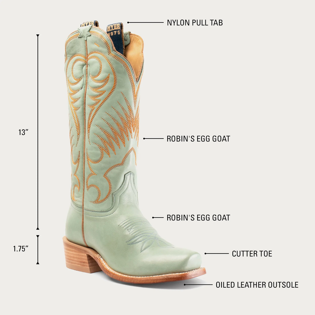 Mint Green Western Embroidered Boots